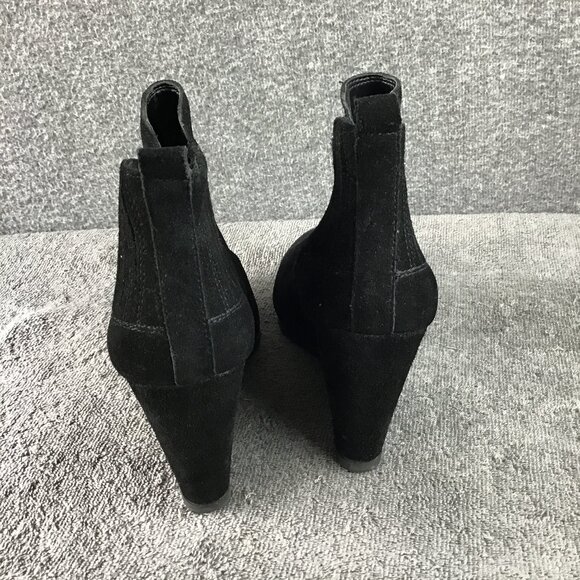 Gianni Bini Suede Leather Wedge Ankle Boots Booties Sz 9M Black - Picture 2 of 10